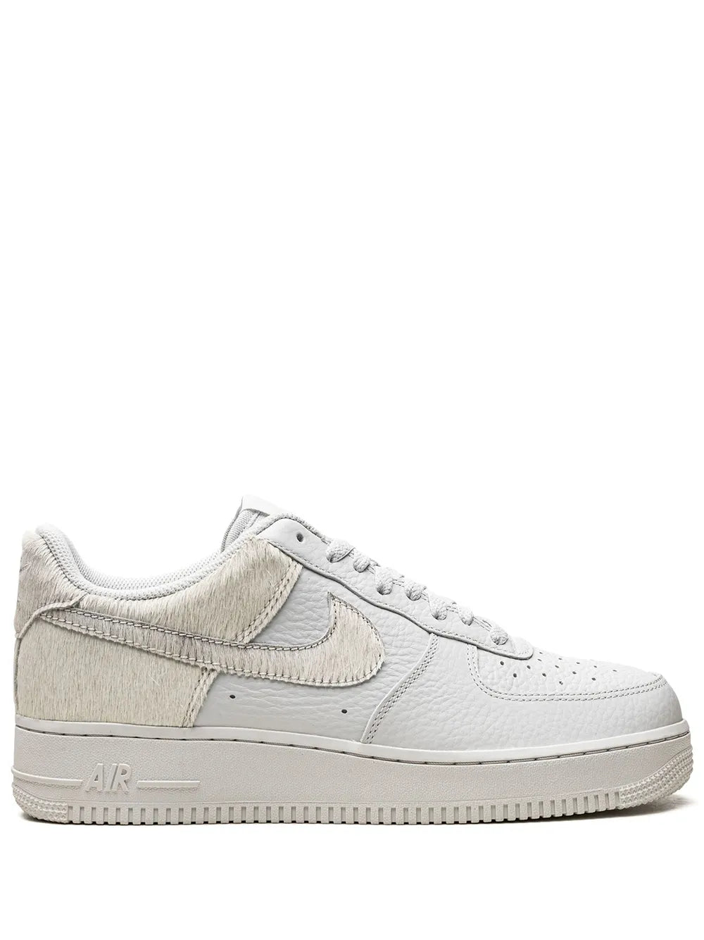Nike Air Force 1 White Pony Hair Heel Sneakers