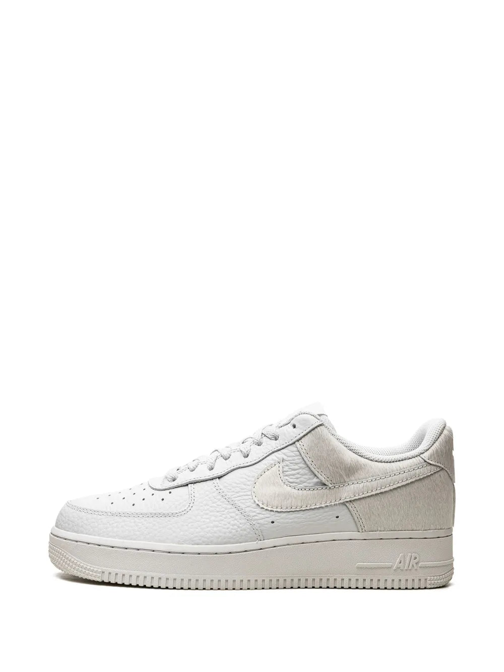 Nike Air Force 1 White Pony Hair Heel Sneakers