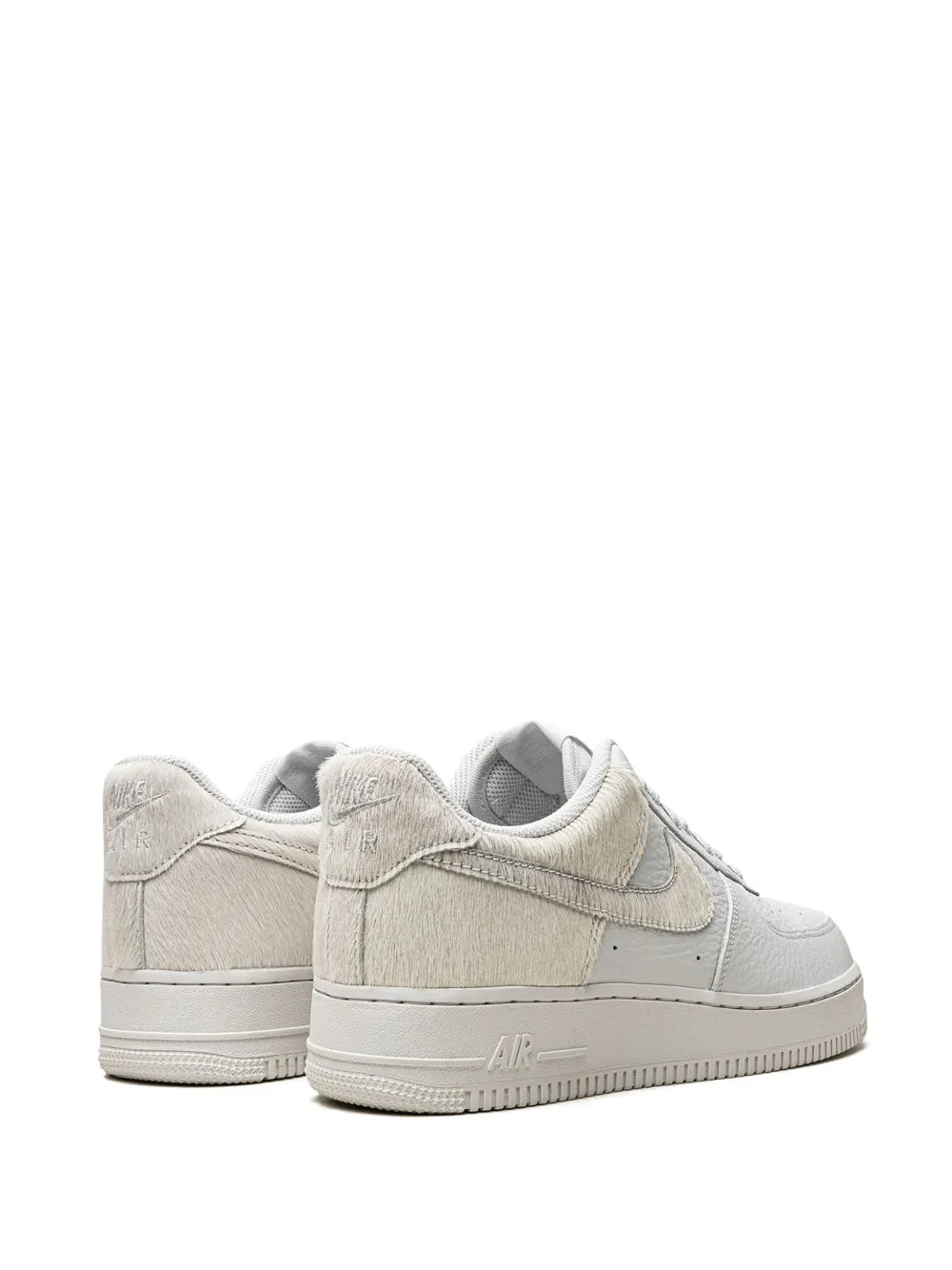 Nike Air Force 1 White Pony Hair Heel Sneakers
